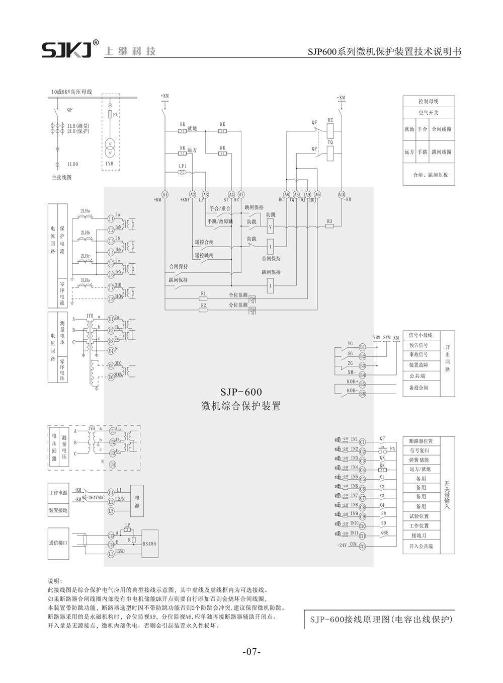 SJP-600微機綜合保護裝置產品參數圖片四