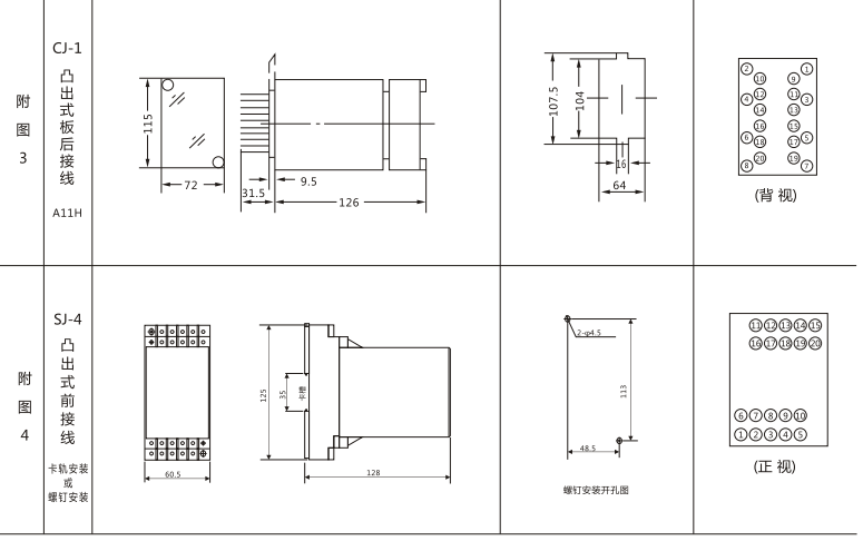 JLS-84/222A靜態(tài)雙位置繼電器外形及開(kāi)孔尺寸圖2 JLS-84/222A靜態(tài)雙位置繼電器外形及開(kāi)孔尺寸圖2