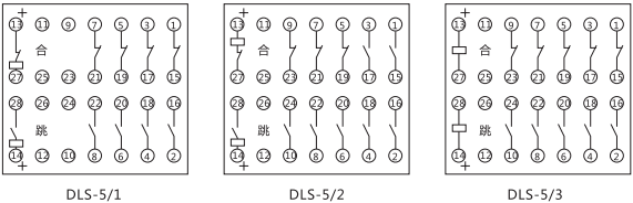 DLS-5/1雙位置繼電器內(nèi)部接線(xiàn)圖 DLS-5/1雙位置繼電器內(nèi)部接線(xiàn)圖