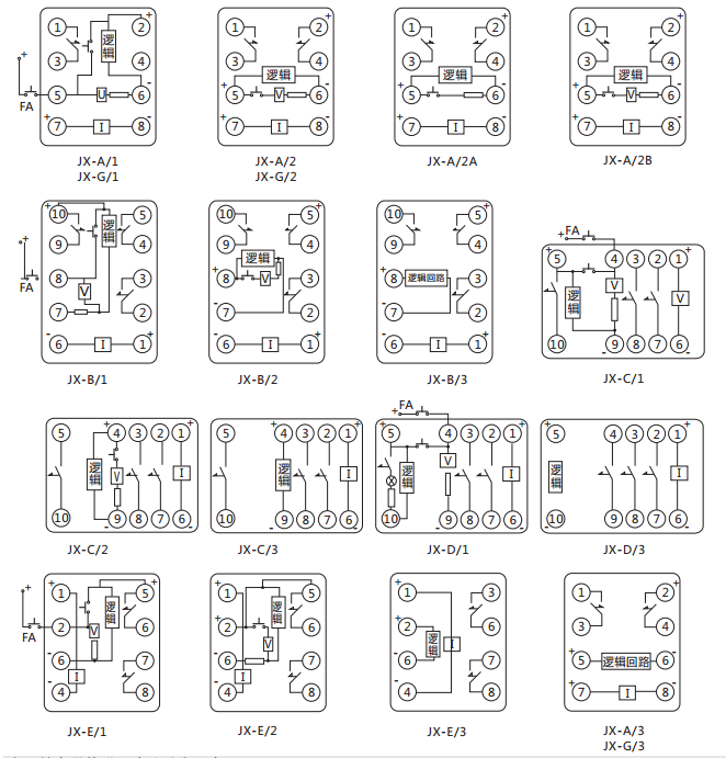 JX-C/2靜態(tài)信號繼電器內(nèi)部接線及外引接線圖(正視圖) JX-C/2靜態(tài)信號繼電器內(nèi)部接線及外引接線圖(正視圖)