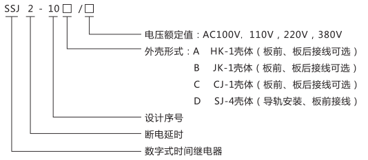 SSJ2-10D交流斷電延時繼電器型號命名及含義圖片 SSJ2-10D交流斷電延時繼電器型號命名及含義圖片