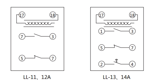 LL-14A/5繼電器內部接線 LL-14A/5繼電器內部接線