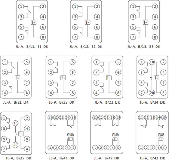 JL-A、B/21 DK無輔源電流繼電器內(nèi)部接線及外引端子圖(正視圖) JL-A、B/21 DK無輔源電流繼電器內(nèi)部接線及外引端子圖(正視圖)