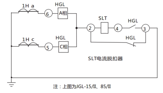JGL-81/Ⅱ二相靜態(tài)反時(shí)限過流繼電器典型應(yīng)用接線圖 JGL-81/Ⅱ二相靜態(tài)反時(shí)限過流繼電器典型應(yīng)用接線圖