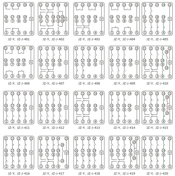 JZY(J)-406靜態中間繼電器內部接線圖及外引接線圖 JZY(J)-406靜態中間繼電器內部接線圖及外引接線圖