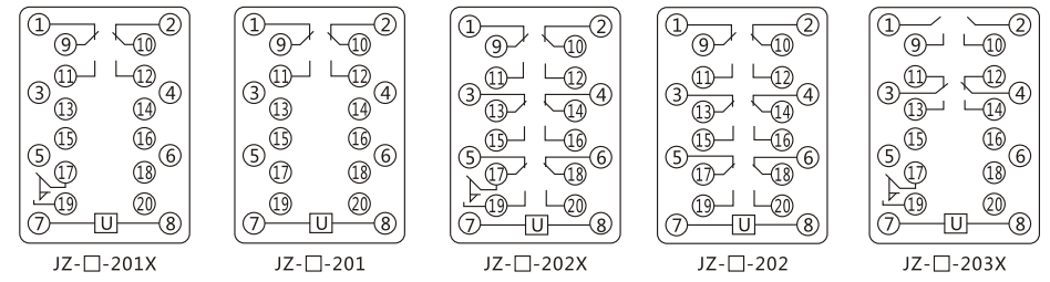 JZY(J)-31靜態中間繼電器內部接線圖及外引接線圖 JZY(J)-31靜態中間繼電器內部接線圖及外引接線圖