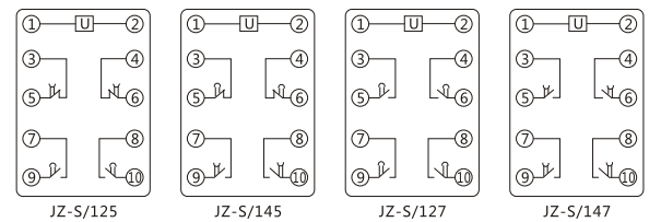 JZ-S/221靜態(tài)可調(diào)延時(shí)中間繼電器內(nèi)部接線圖及外引接線圖 JZ-S/221靜態(tài)可調(diào)延時(shí)中間繼電器內(nèi)部接線圖及外引接線圖
