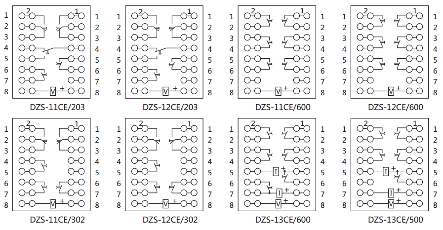 DZS-12CE/203延時中間繼電器內部接線圖及外引接線圖 DZS-12CE/203延時中間繼電器內部接線圖及外引接線圖